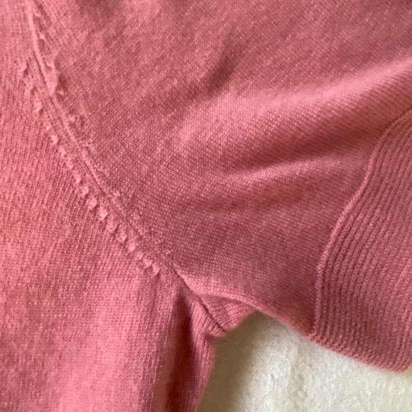 Max Studio Pink Extra Fine Merino Wool V-Neck Short Sleeve Sweater. Sz- L - Picture 8 of 13